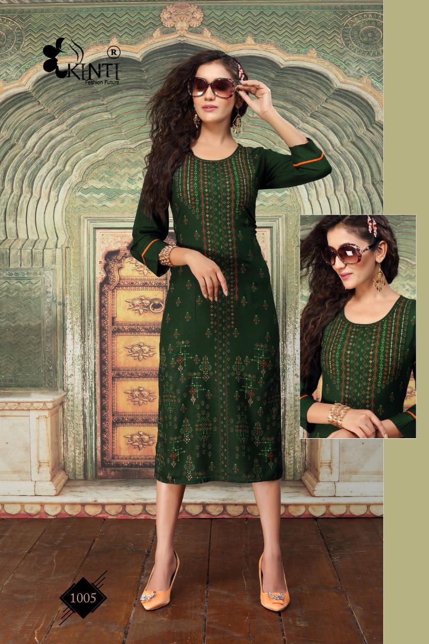 Kinti Afsana Foil Letest Fancy Designer Festive Wear Printed Rayon Kurti Collection
